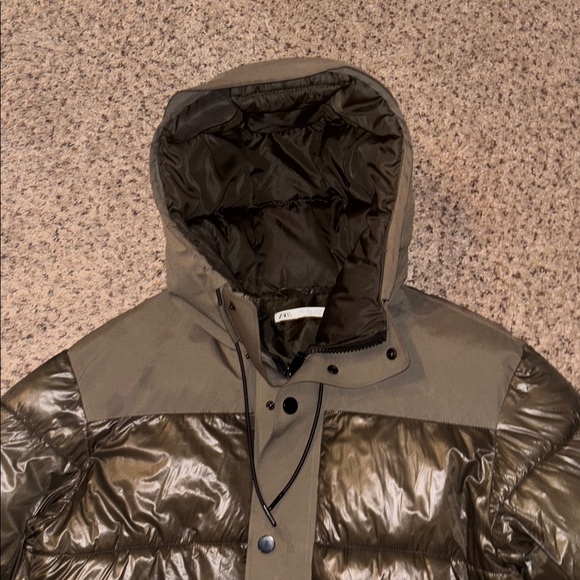 Zara Men's Khaki Contrast Puffer Jacket Size S - Picture 10 of 14